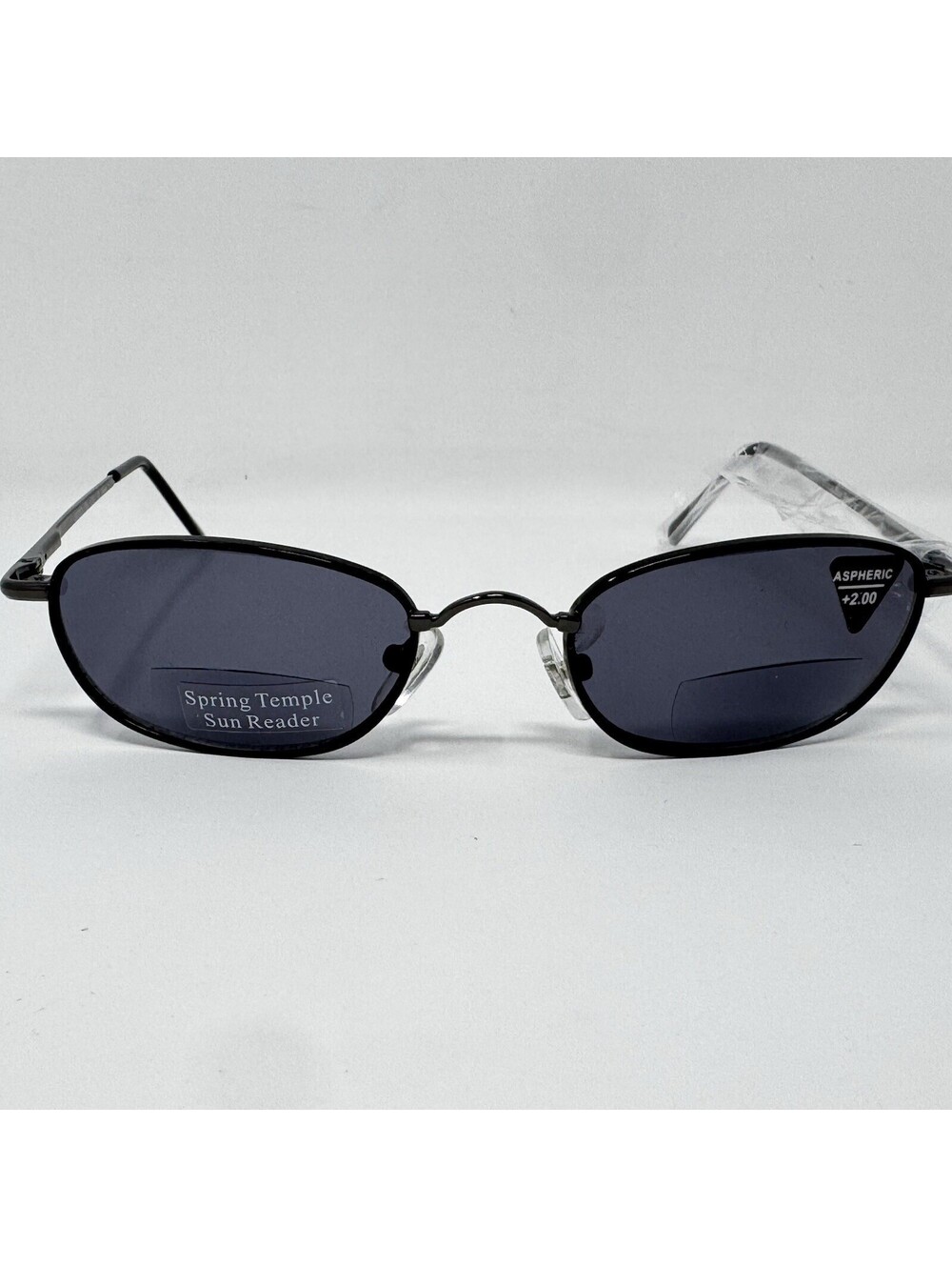 +2.00 Bifocal Sun Reader Gunmetal Metal Frame Gray Lens 49-20-138